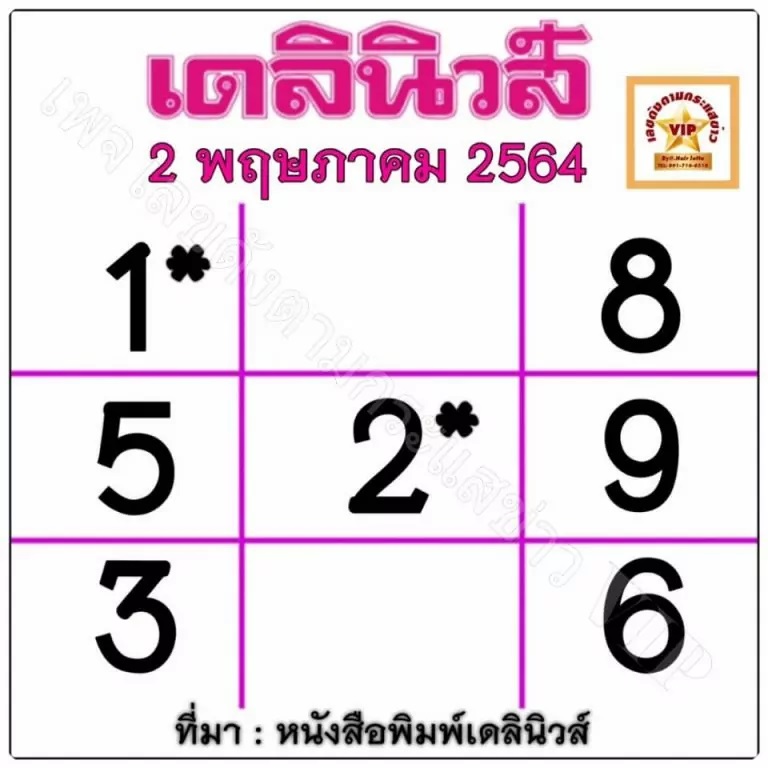 หวยเดลินิวส์งวดวันที่ 2/5/64