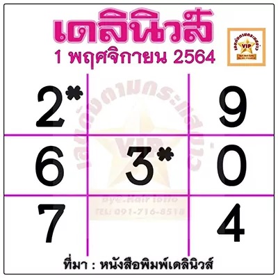 หวยเดลินิวส์ 1/11/64 งวดนี้