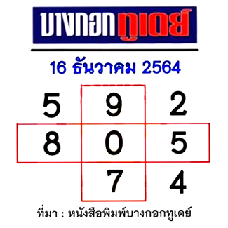 หวยบางกอกทูเดย์ 16/12/64 งวดนี้