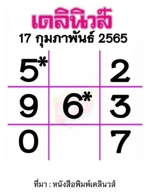 หวยเดลินิวส์ 17/02/65