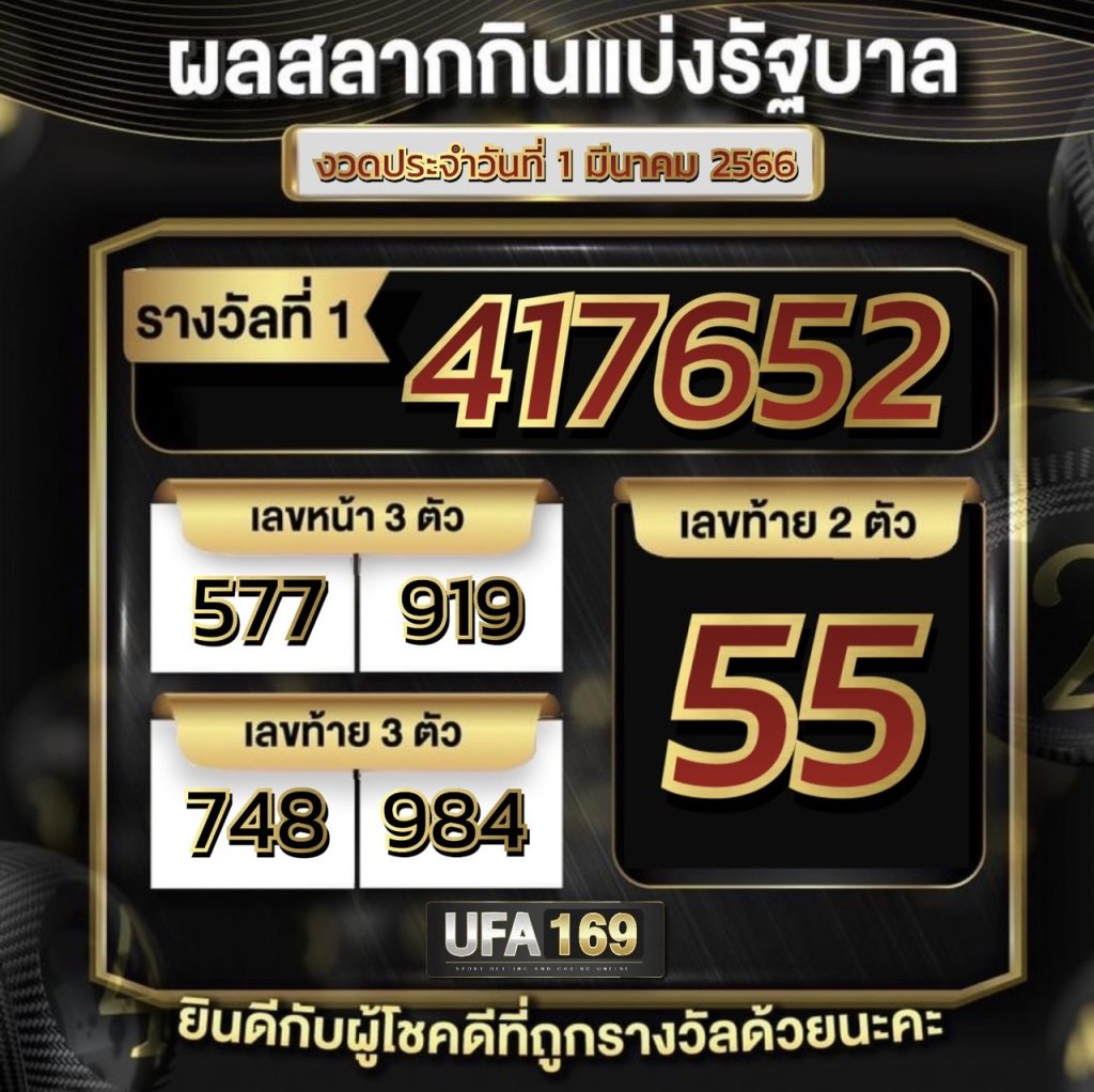 ผลสลากกินแบ่งรัฐบาล 1-3-66