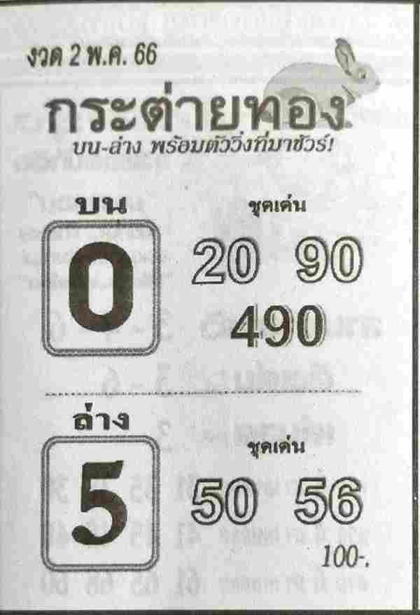 หวยกระต่ายทอง 2-5-66