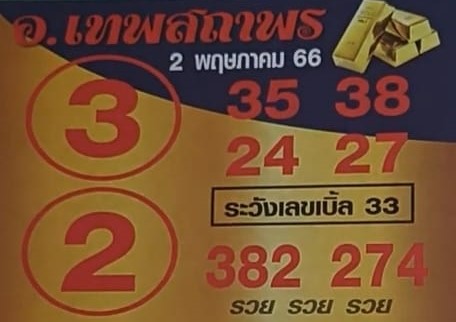 หวยอจารย์เทพสถาพร 2-5-66