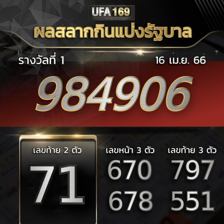 ผลสลากกินแบ่งรัฐบาล 16-4-66