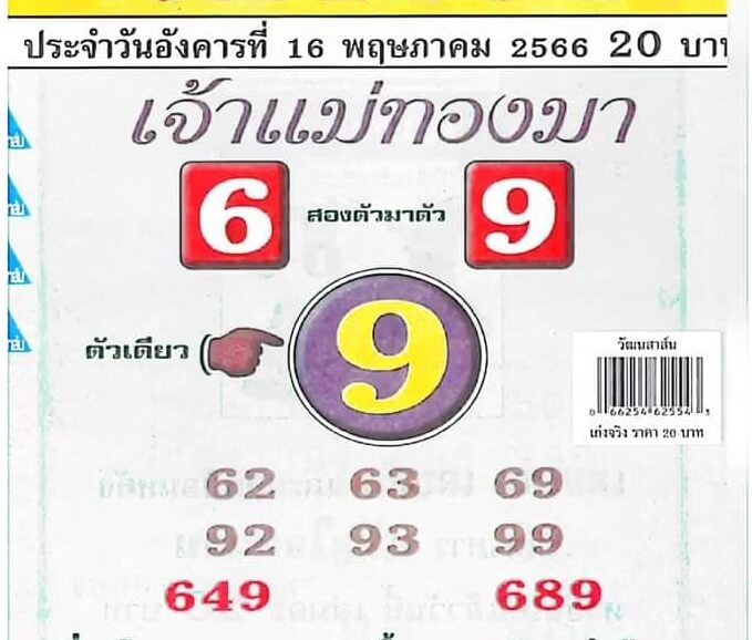 หวยเก่งจริง แม่ทองมา 16-5-66