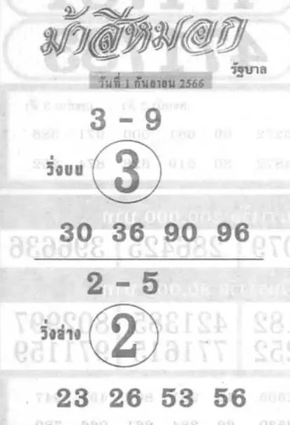 เลขเด็ด ม้าสีหมอก 01-09-66